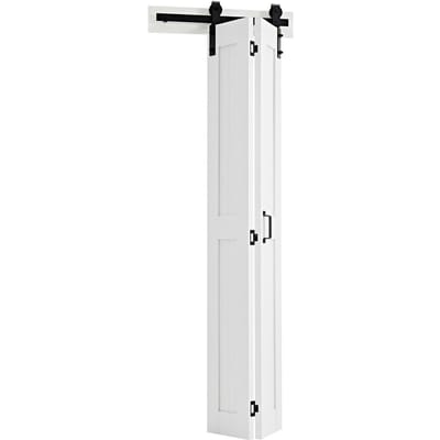 Porte de Grange Pliante, 609 x 2134 mm, Portes de Placard Coulissantes Pliantes en MDF, Kit de Quincaillerie Inclus, Conception Gain de Place en H, Nécessite un Assemblage, pour Chambre à Coucher,