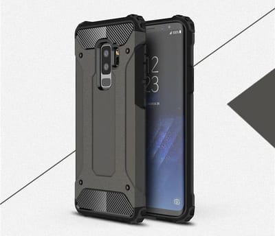HB Hoesje Geschikt voor Samsung Galaxy S9 Plus - Anti Shock Hybrid Armor Back Cover - Zwart