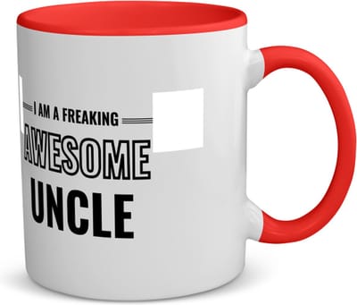 Akyol - i am a freaking awesome uncle koffiemok - theemok - rood - Oom - de meest geweldigste oom - verjaardagscadeau - verjaardag - cadeau - cadeautje voor oom - oom artikelen - kado - geschenk - gift - 350 ML inhoud
