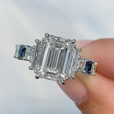 Huitan Tijdloze Stijl Dames Rechthoekige Zirkonia Ringen voor Bruiloft Verloving Accessoires Eenvoudige en Elegante Dames Sieraden 10 gray