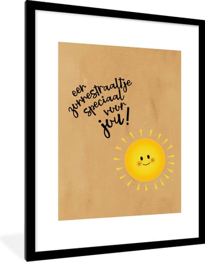 Fotolijst incl. Poster - Beterschap - Quotes - Zon - 60x80 cm - Posterlijst