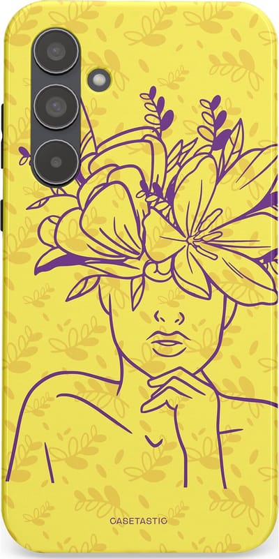 Casetastic hoesje geschikt voor Samsung Galaxy A55 - Dubbellaagse bescherming - Floral Essence - Fashion Case - Goud Beige