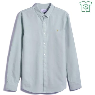 Farah Vintage Oxford-overhemd met lange mouwen en knoopsluiting voor heren (Jade)