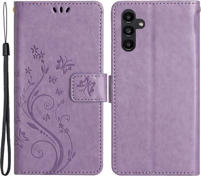 Coverup Hoesje - Geschikt voor Samsung Galaxy S23 FE Hoesje - Coverup Bloemen & Vlinders Book Case - Lila