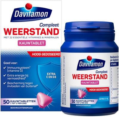 Davitamon Compleet Weerstand Hoog Gedoseerd Bosvruchten - 4 x 50 kauwtabletten - Voordeelverpakking