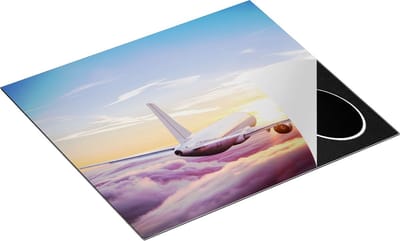 Chefcare Inductie Beschermer Vliegtuig in de Wolken bij Zonsondergang - 60x50 cm - Afdekplaat Inductie - Kookplaat Beschermer - Inductie Mat