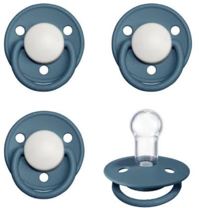 BIBS De Lux fopspenen Siliconen- spenen set van 4 stuks | 4x Petrol White Dup | Voordeelverpakking