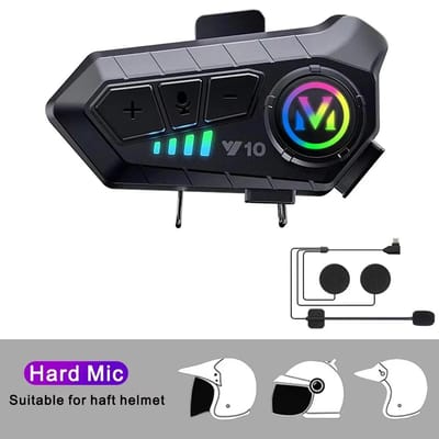Y10 Pro Max Casque Moto Oreillette Bluetooth 5.3 Mains Libres Ipx6 Étanche 2000Mah Écouteur Moto Sans Fil Support Voix black