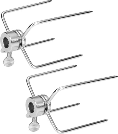 NAIZY vlees klem voor rotisserie spit roestvrij staal vlees pin met borgschroef voor gas barbecue en rotisserie spit accessoires, set van 2