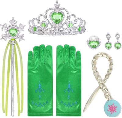 Dailygoods- Prinsessenaccessoires Set - Kroon - Toverstaf - Oorbellen - Ring - Handschoenen - Fantasierijk Spelen - Kostuumaccessoires