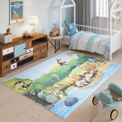 Tapiso Emma Vloerkleed Kinderkamer Kindertapijt Aapjes Tapijt Maat- 160x230