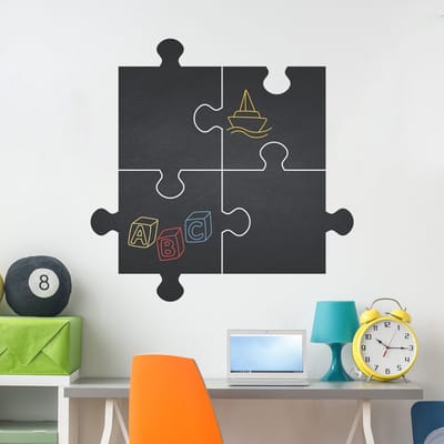 Schoolbordsticker - uitwisbare zelfklevende muurstickers - PUZZELS - 55x55cm