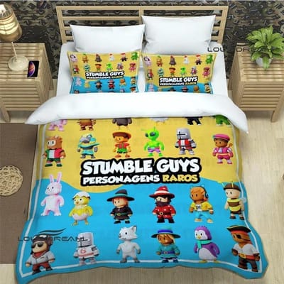 3D Spel Cartoon StumbleGuys Beddengoed Collecties Prachtige Bedbenodigdheden Collectie Dekbedovertrek Dekbed Collectie Bed EU Single 135x200cm