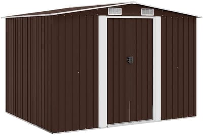 Tuinberging Staal - Opbergschuur Gazon - Tuinopslag Gereedschap - Ventilatie Gaten - 257x205x178 cm - Bruin