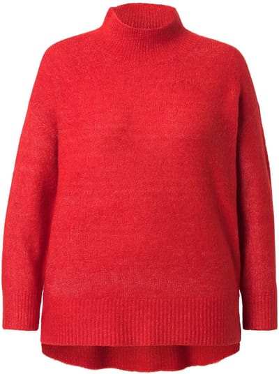 Laurasøn - Dames - Trui lange mouw opstaande kraag - Rood - Maat 44+
