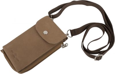 Rojafit ”Hunter Leder” Luxe Lederen Crossbody / Portemonnee & Telefoontas - Naturel Bruin - (afmeting : 10 x 2,5 x 18 cm.) Smartphone vak 16 x 8 cm.