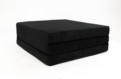 Vouwmatras 3-delig - Gastenmatras Opvouwbaar - Comfortabel Slapen - Wasbaar Overtrek - 180 x 65 cm - Zwart