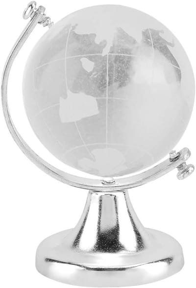 Gouden Kristallen Wereldbol met Kaart - Decoratieve Sfeer voor Thuis en Kantoor, Perfect Cadeau voor Reisliefhebbers