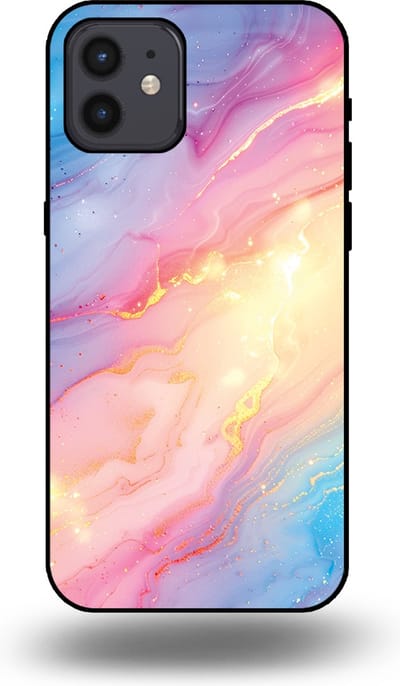Smartphonica Telefoonhoesje Geschikt voor iPhone 12/12 Pro met Regenboog Glitter Marmer Opdruk - TPU Backcover Case Rainbow Glitter Marble Design geschikt voor iPhone 12;iPhone 12 Pro