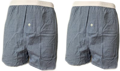 Embrator 2-stuks mannen Boxershort geruit blauw/wit XXL