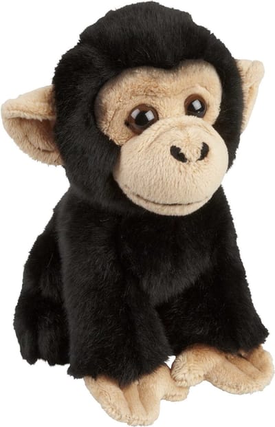 Ravensden Pluche knuffel dier Chimpansee aap - zwart - 18 cm - Speelgoed apen knuffelbeesten