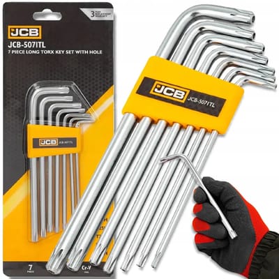 JCB - Lange Torx Sleutel Set - Cr-V Staal - L-Vormig - Veilige Torx