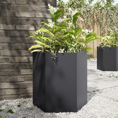 vidaXL - Plantenbakken - 2 - st - zeshoek - 46x40x45 - cm - staal - zwart
