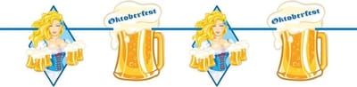 Oktoberfest - 10x Oktoberfest/bierfeest slingers met blonde dame 10 meter - Feestartikelen versiering