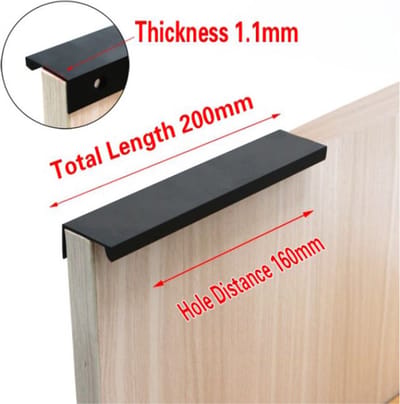DW4Trading RVS Profiel Handgreep met Schroeven - Keuken Meubel Deur - Zwart - 200 mm