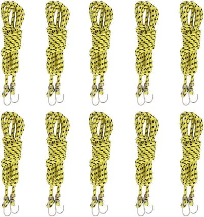 Elastische Touwen - Spanbanden Set - Zaken Vastzetten - Versterkte Haken - 10 Stuks 4M - Geel