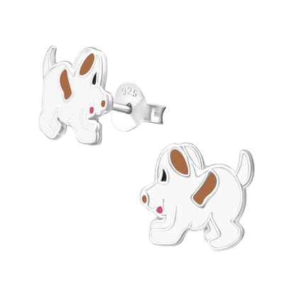 Zilveren kinderoorbellen kwispelende hondje | Hond Oorknopjes Meisje Zilver | Zilverana | Sterling 925 Silver