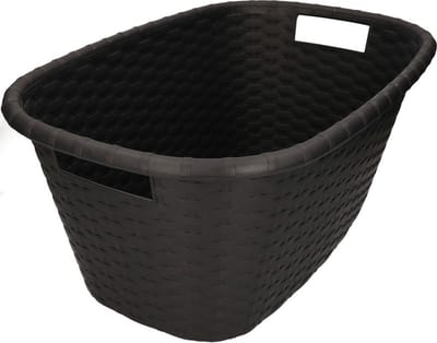 Kunststof wasmand - zwart - 35 liter - 60 x 40 x 25 cm - manden voor wasgoed