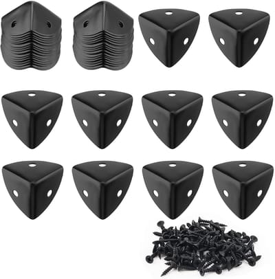 Dailygoods- Hoekbeschermers 40 Stuks - Zwarte Metalen Hoekbescherming - 25 x 25 x 25 mm - Decoratieve Hoekbeschermers - Voor Meubels/Kisten - Eenvoudige Installatie