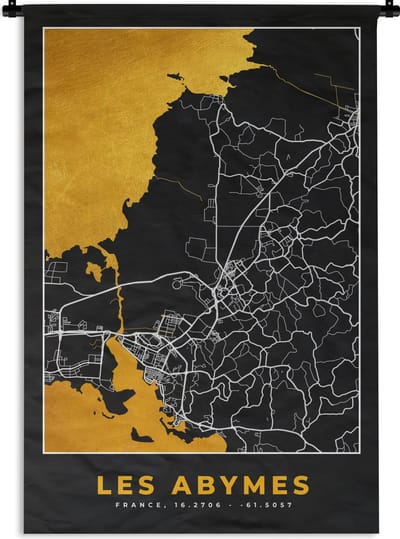 Wandkleed - Wanddoek - Plattegrond - les Abymes - Stadskaart - Frankrijk - Kaart - 120x180 cm - Wandtapijt
