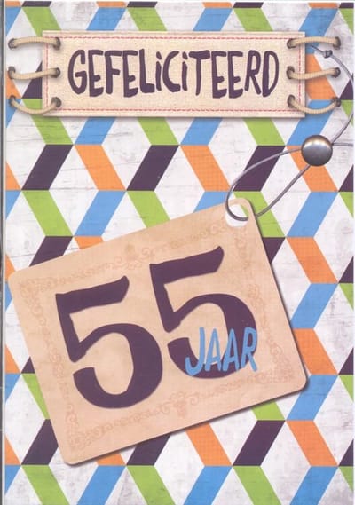 Wenskaart Gefeliciteerd 55 jaar - D4300/264 - Luxe verjaardagskaart - 12x17cm - Gevouwen Wenskaart inclusief envelop - Leeftijdskaart