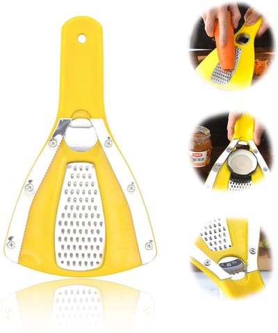 Dailygoods- Potopener 3-in-1 multifunctioneel - Flesopener - Blikopener - Groentesnijder - Geschikt voor ouderen - Duurzaam roestvrij staal