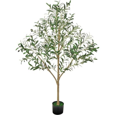 Arbre d'Olivier Artificiel 150cm Grande Plante Factice avec Pot pour Maison Bureau