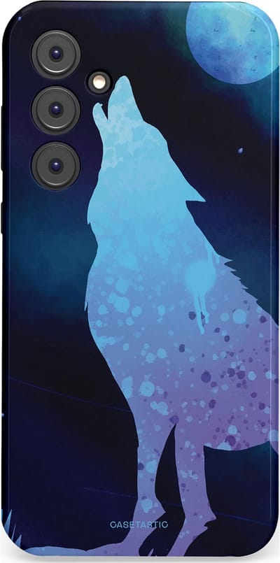 Casetastic Hoesje Geschikt voor Samsung A35 - Stijlvolle Beschermende Duo-layer Case - Blauwe Wolvennacht