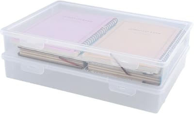 Draagbare A4-opbergdozen, set van 2, transparant en stevig voor documenten, tijdschriften en scrapbooking, ideaal voor organisatie en opslag, 31 x 22 x 5 cm