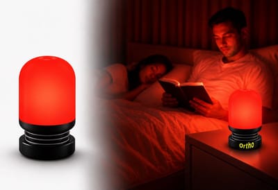 Ortho® - Roodlicht nachtlampje - Druklampje - USB-C oplaadbare lamp - 9cm Hoog - Nachtlampje volwassenen - Kinder nachtlampje - Sfeerlamp - Dimbaar - Zwart