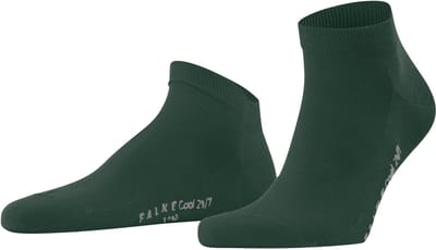 FALKE Cool 24/7 kort eenkleurig katoen sneakersokken enkelsokken heren groen - maat 39-40