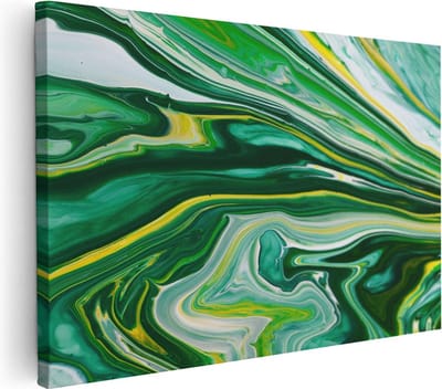Artaza Canvas Schilderij Abstract - 90x60 cm - Wanddecoratie Groen - Muurdecoratie Woonkamer - Schilderijen Op Canvas