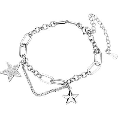 Nieuwe Koreaanse 925 Sterling Zilver Kristallen Ster Bedel Armband & Armband Voor Vrouwen Meisjes Bruiloft Sieraden Sl275 white