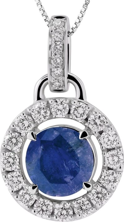 Orphelia HD-4213/SA - Hanger - Goud 18 kt - Diamant 0.31 ct / Saffier 0.79 ct - 1.8 cm