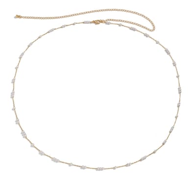 Plux Fashion Parel Buikketting - Goud - 2mm/75cm + 30cm verlengstuk - Sieraden - Gold Pearl Belly Chain - HipHop Buikketting- Schakel Buikketting - Sieraden Cadeau - Luxe Style - Duurzame Kwaliteit - Moederdag Cadeau