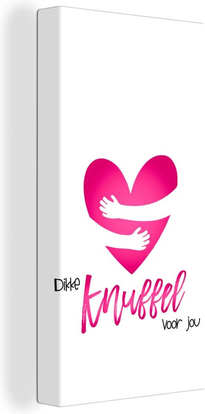Canvas Schilderij Sterkte - Quote - Hartje - Knuffel - 20x40 cm - Wanddecoratie