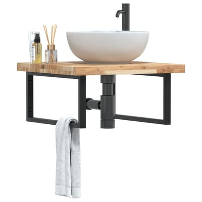 vidaXL - Badkamer - wandschap - staal - en - massief - acaciahout