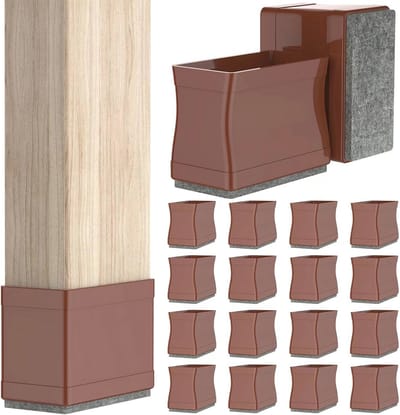 Rectangulaire vloerbeschermers voor stoelpoten - 16 stuks - Silicone en vilt - Geluiddempend en antislip