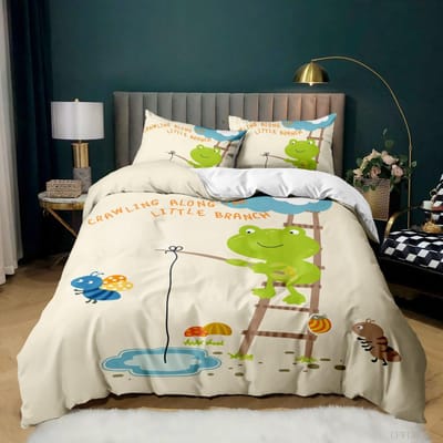 Dieren Kikkers Dekbedovertrek Set King Queen Size Groen Lieflijke Cartoon Kikker Beddengoed Set Kinderen Pad 2/3 stuks Polyester Dekbedovertrek 200x230cm 3pcs