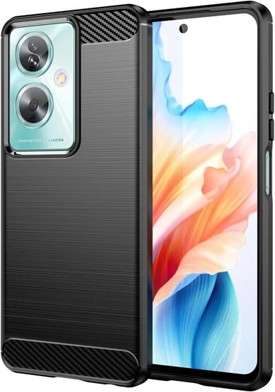 Geborsteld TPU Hoesje Geschikt voor Oppo A79 | Beschermhoes | Back Cover | Flexibel TPU | Stijlvol Carbon | Dun | Zwart